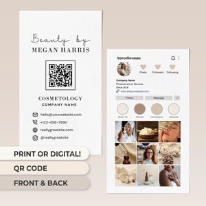 Carte de visite Instagram Carte de visite Instagram pour coiffeur Carte de visite à code QR Carte de visite pour artiste maquilleur Carte Instagram pour nail art Canva