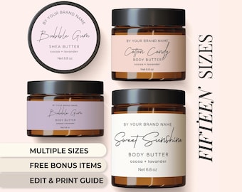 Etichetta per burro corpo per etichetta barattolo Codice QR Etichetta barattolo Modello Etichetta barattolo Scrub zucchero Etichetta barattolo Stampabile Etichetta personalizzata Etichetta Scrub corpo Adesivo Canva