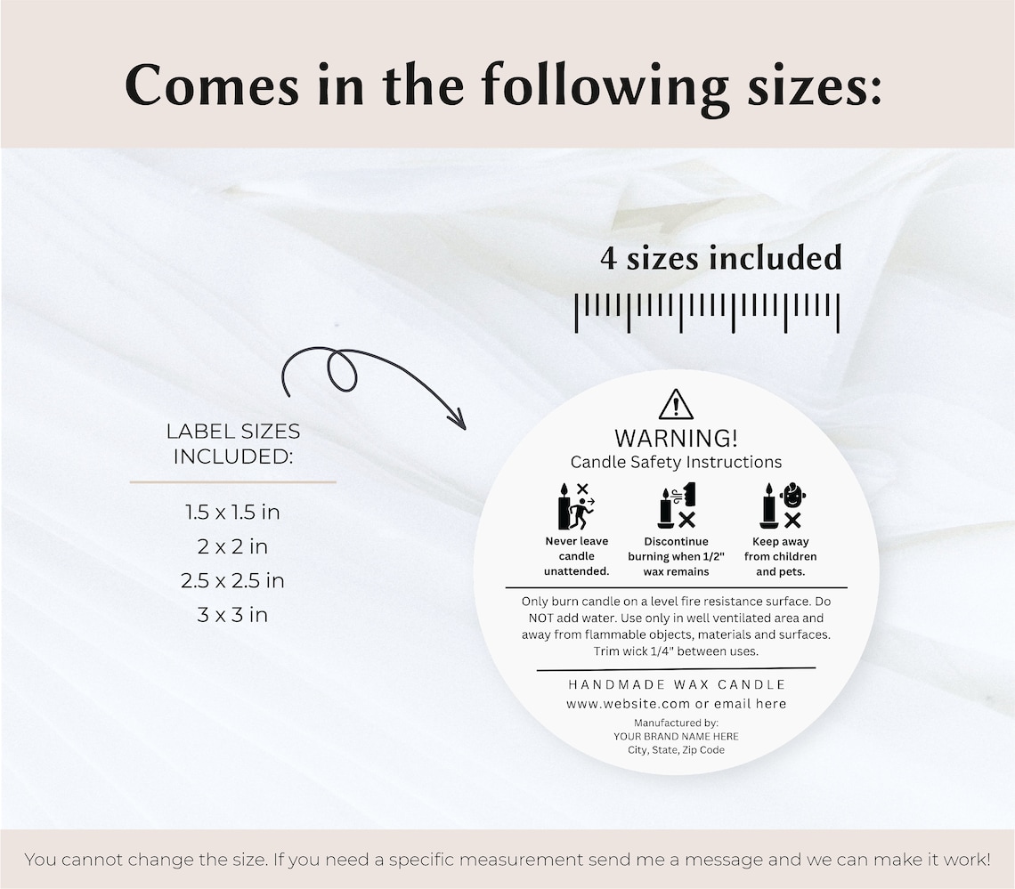 Editable Candle Warning Label Template Candle Safety Label Etsy Canada