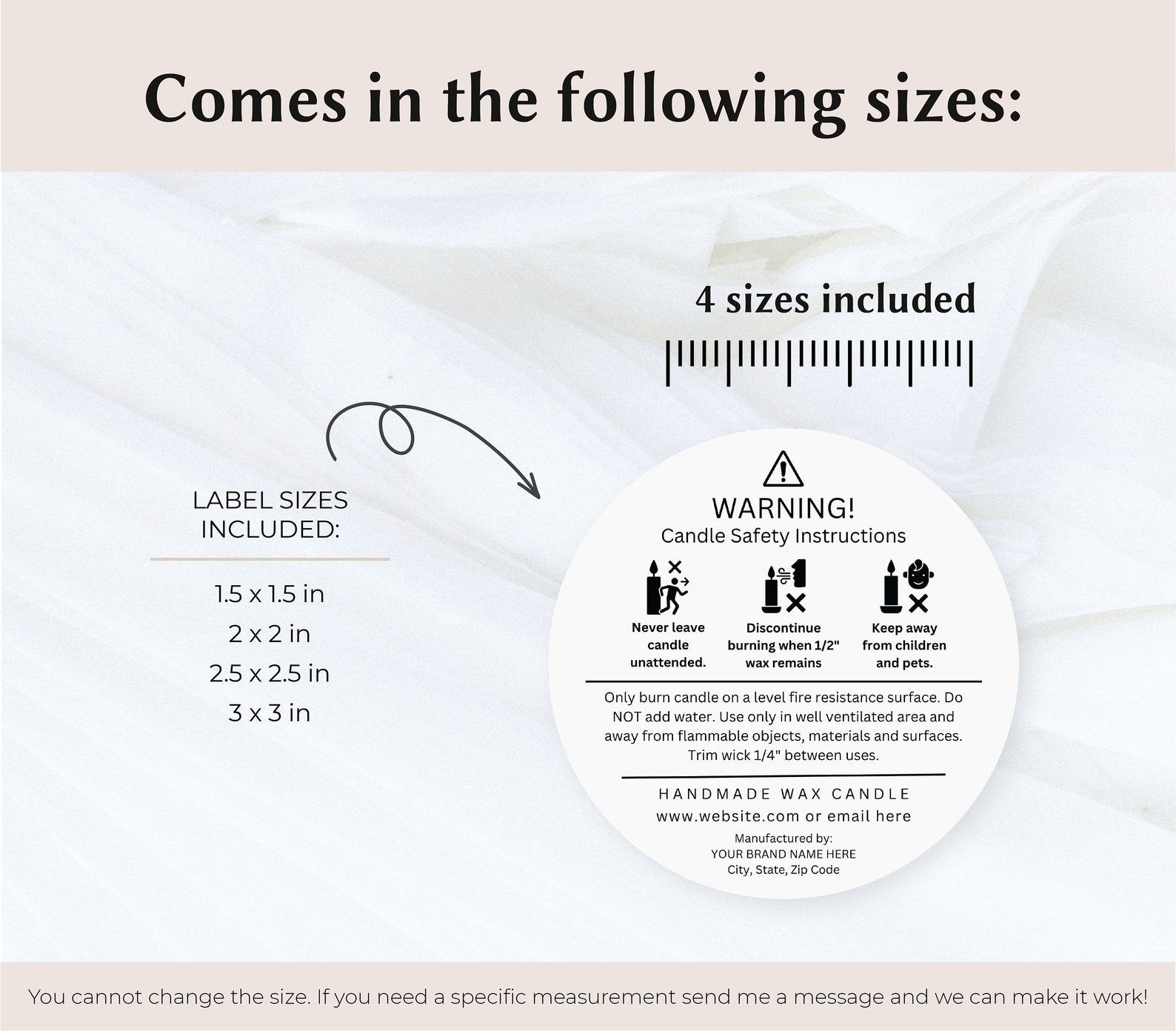 Editable Candle Warning Label Template Candle Safety Label Round ...