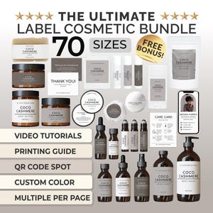 Editable Cosmetic Label Templates Cosmetic Bundle Label Custom Product Label