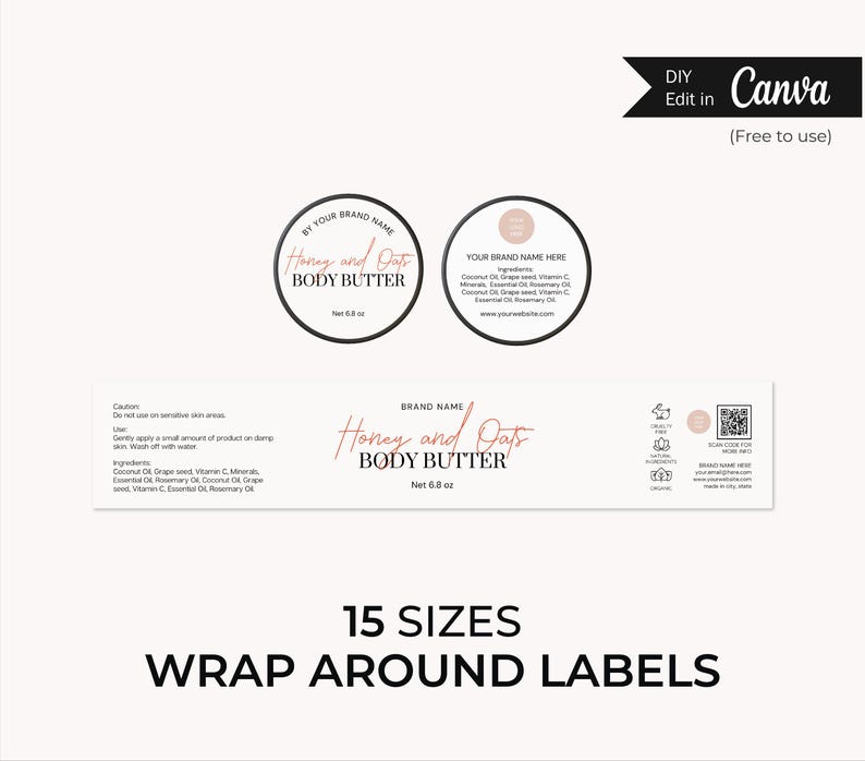 Shea Butter Label for Cream Custom Label Body Scrub Sticker Editable ...