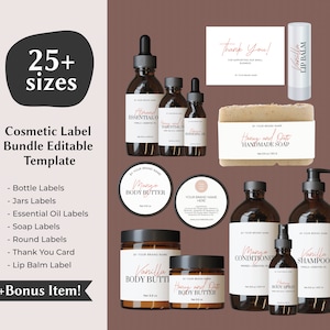 Trendy Product Label Template Cosmetic Label Template Skincare Label Jar Cosmetic Body Butter Label Sticker Template Beauty Product Label
