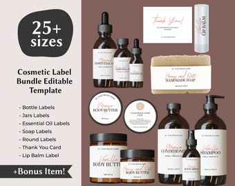 Trendy Product Label Template Cosmetic Label Template Skincare Label Jar Cosmetic Body Butter Label Sticker Template Beauty Product Label