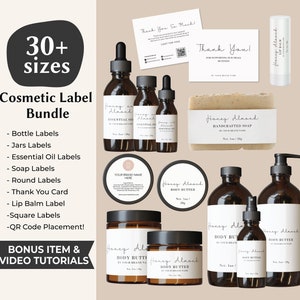 Pacchetto di etichette cosmetiche minimaliste Etichetta per burro corpo Etichetta per scrub corpo Etichetta per barattolo da 8 once Etichetta per bottiglia di olio essenziale da 4 once Etichetta per spa Modello Canva per sapone