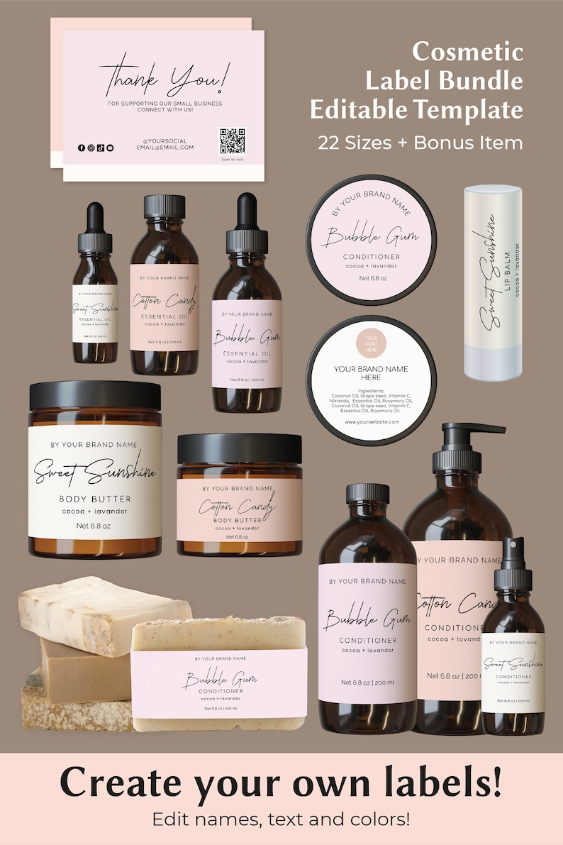 Stylish Cosmetic Product Label Template Canva Product Label Etsy Canada