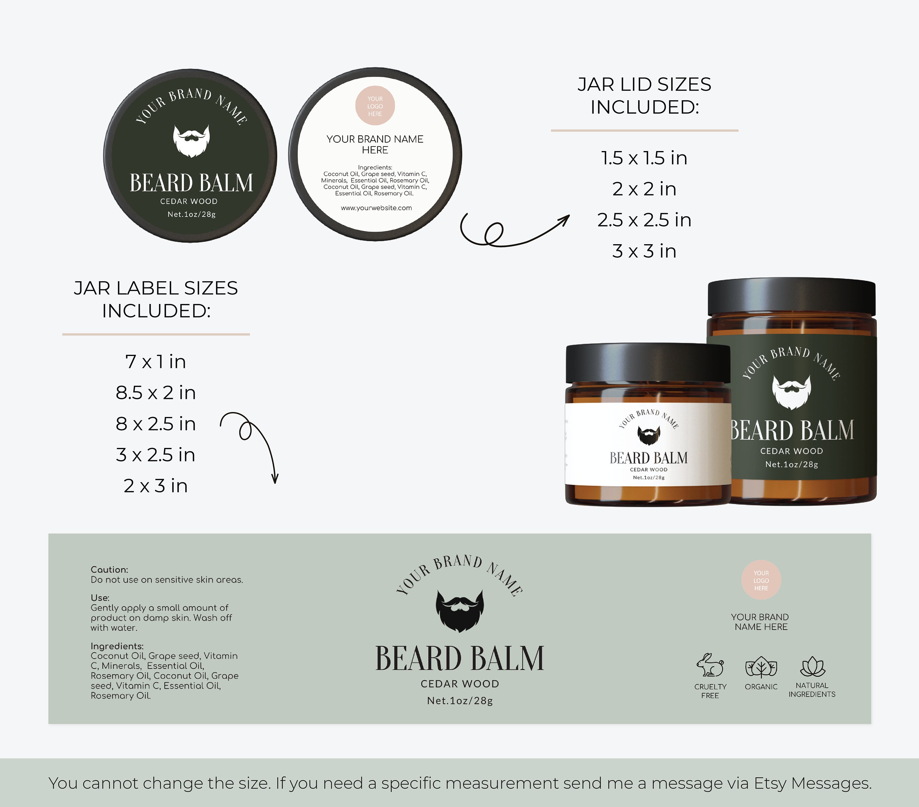 Beard Balm Label Template Beard Oil Label Template Beard Oil Etsy