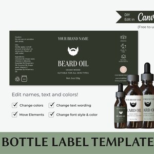 Beard Oil Bottle Label Printable Bottle Sticker Essential Oil Bottle Label 4oz