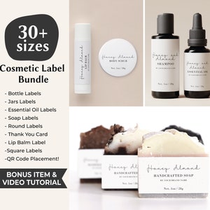 Minimal Cosmetic Label Bundle French Style Cosmetic Branding Label Body Butter Label Cosmetic Jar Label Custom Bottle Label Canva Skincare