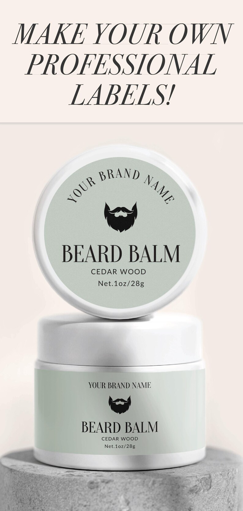 Beard Balm Label Template Beard Butter Label Men's Grooming Label DIY ...