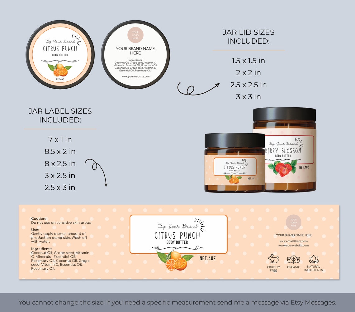 Fun Body Butter Jar Label Template Body Scrub Jar Label Wrap Etsy Canada