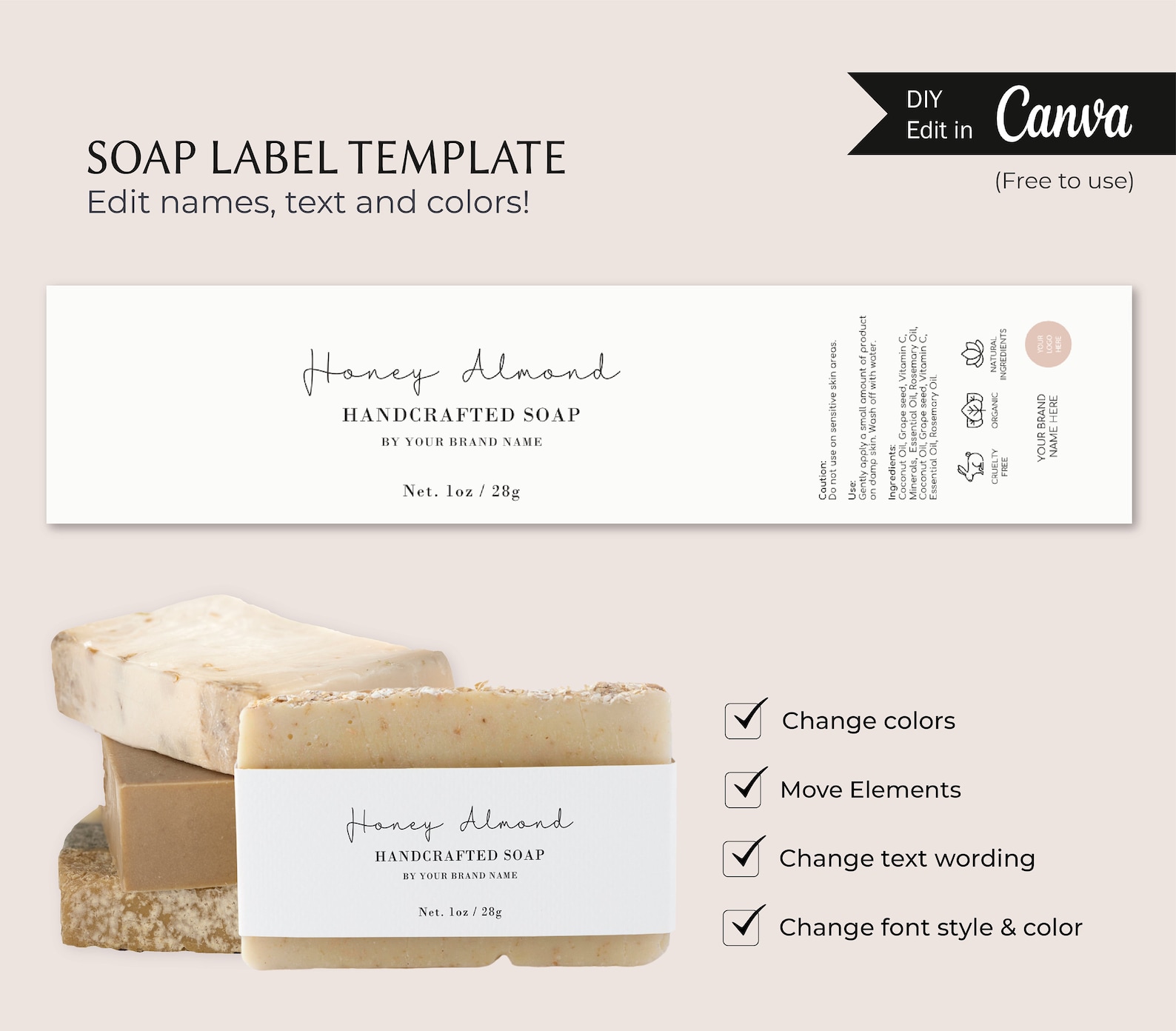 Minimalistic Soap Label Template Soap Product Label Soap Bar - Etsy Canada