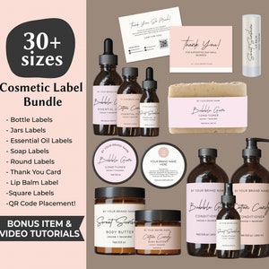 Stylish Cosmetic Product Label Template Canva Product Label Sticker Product Label Skincare Template Cosmetic Label Canva Bottle Label Design