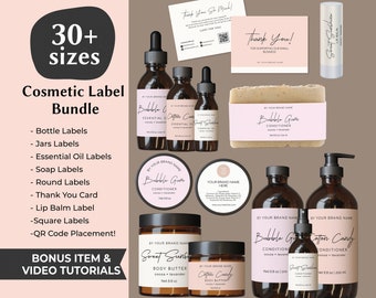 Stylish Cosmetic Product Label Template Canva Product Label Sticker Product Label Skincare Template Cosmetic Label Canva Bottle Label Design