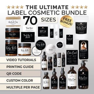 Editable Cosmetic Label Templates Cosmetic Bundle Label Custom Product Label