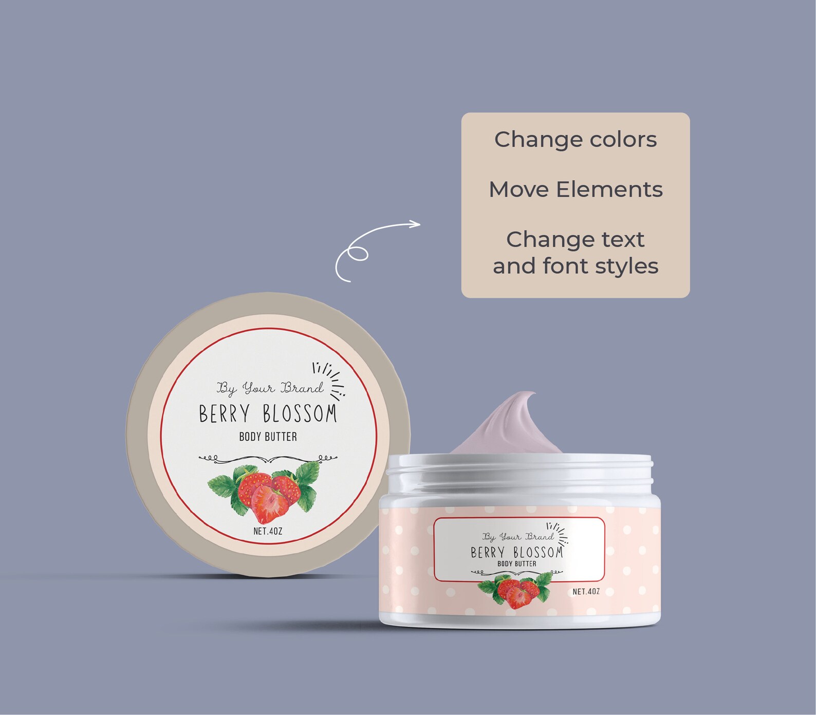 Fun Body Butter Jar Label Template Body Scrub Jar Label Wrap Etsy Canada