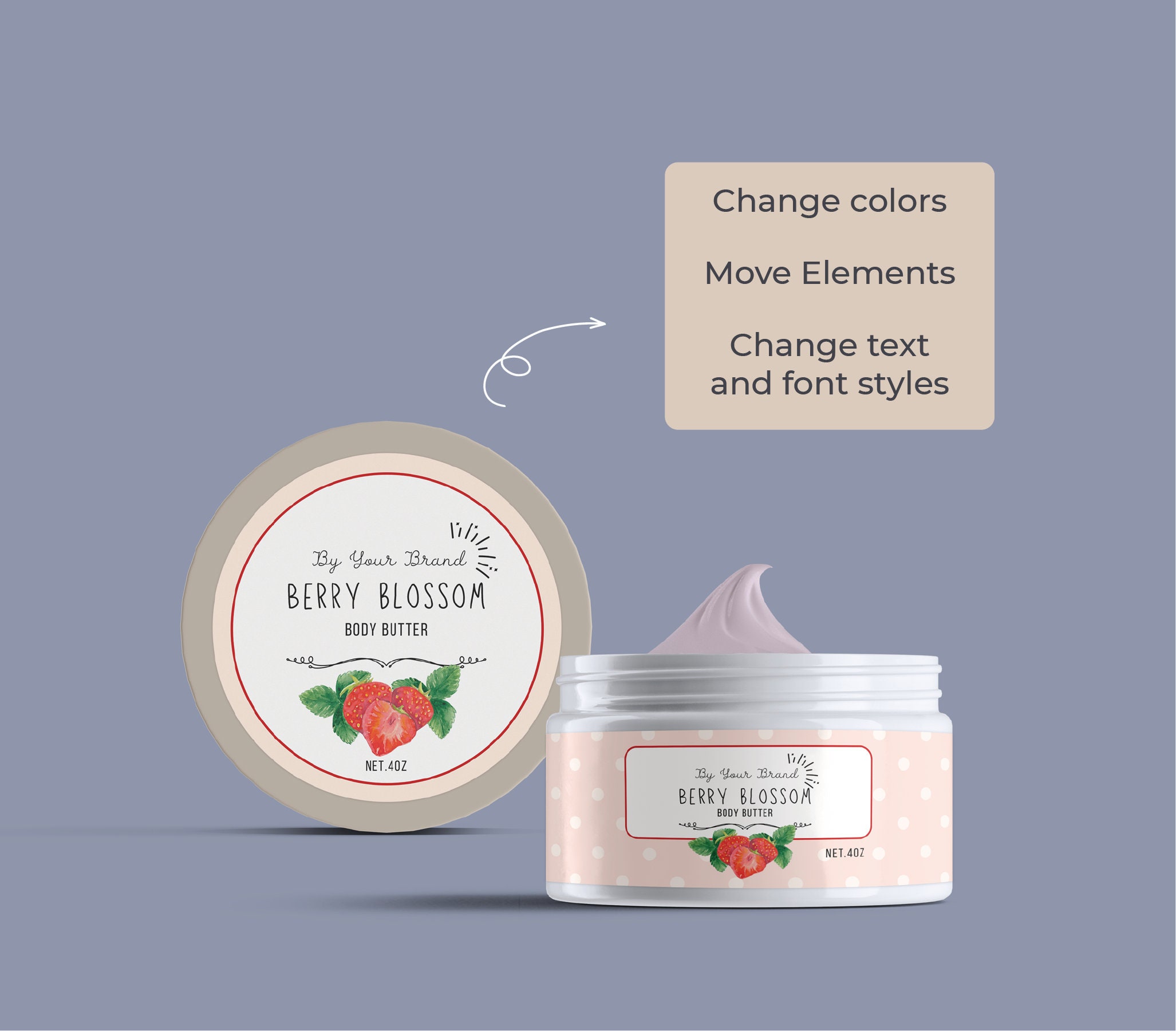 Fun Body Butter Jar Label Template Body Scrub Jar Label Wrap Etsy Canada