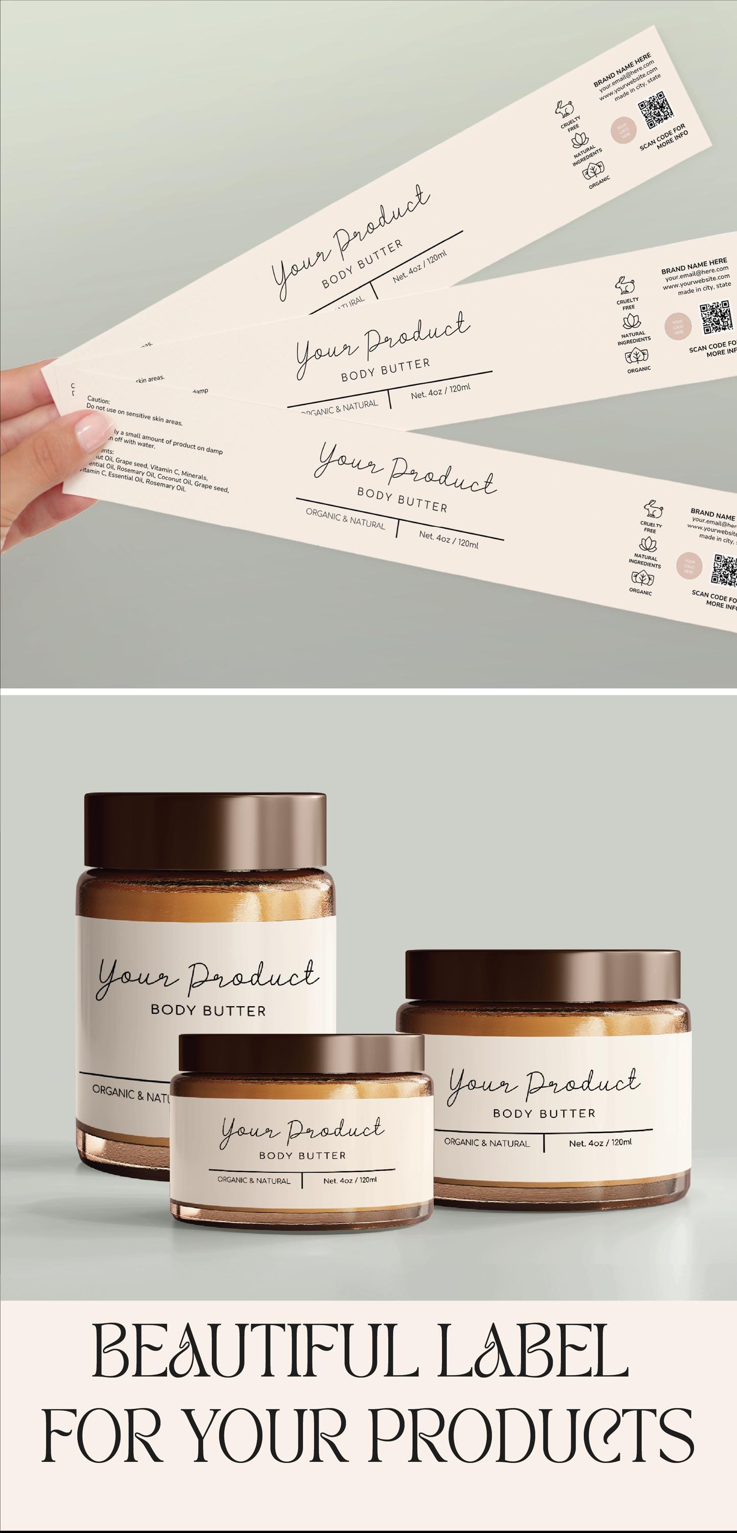 Body Butter Sticker Minimal Label for Jar Canva Sticker Custom Sugar ...