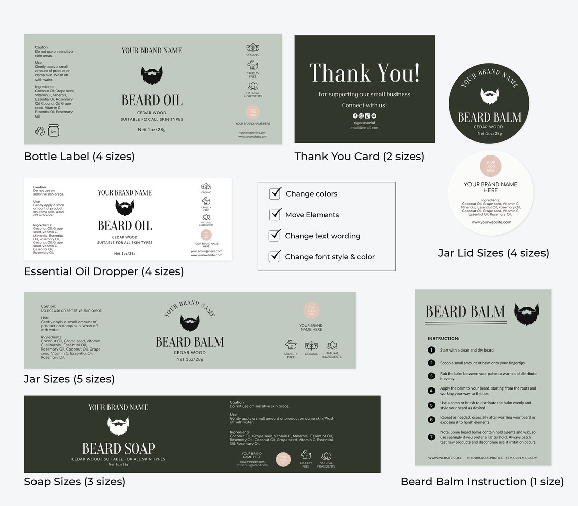 Beard Balm Label Template Beard Oil Label Template Beard Oil Template ...