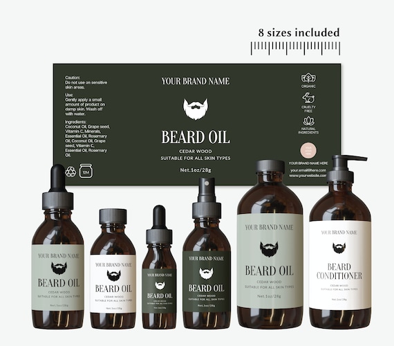 Beard Balm Label Template Beard Balm Bottle Label Template Beard Oil Bottle Label Printable Bottle Sticker Essential Oil Bottle Label 4oz