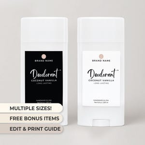 Afdrukbaar deodorantlabel voor schoonheids- en huidverzorgingsproductlabel Aangepast deodorantverpakkingslabel Deodorantbranding badsticker Black Label