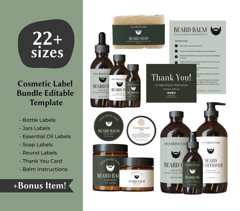 Beard Balm Label Template Beard Oil Label Template Beard Oil - Etsy