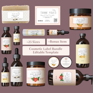 Skincare Product Label Canva Jar Label Template Canva Bottle Label Template Soap Label Canva Essential Oil Label Dropper Sticker Lip Balm