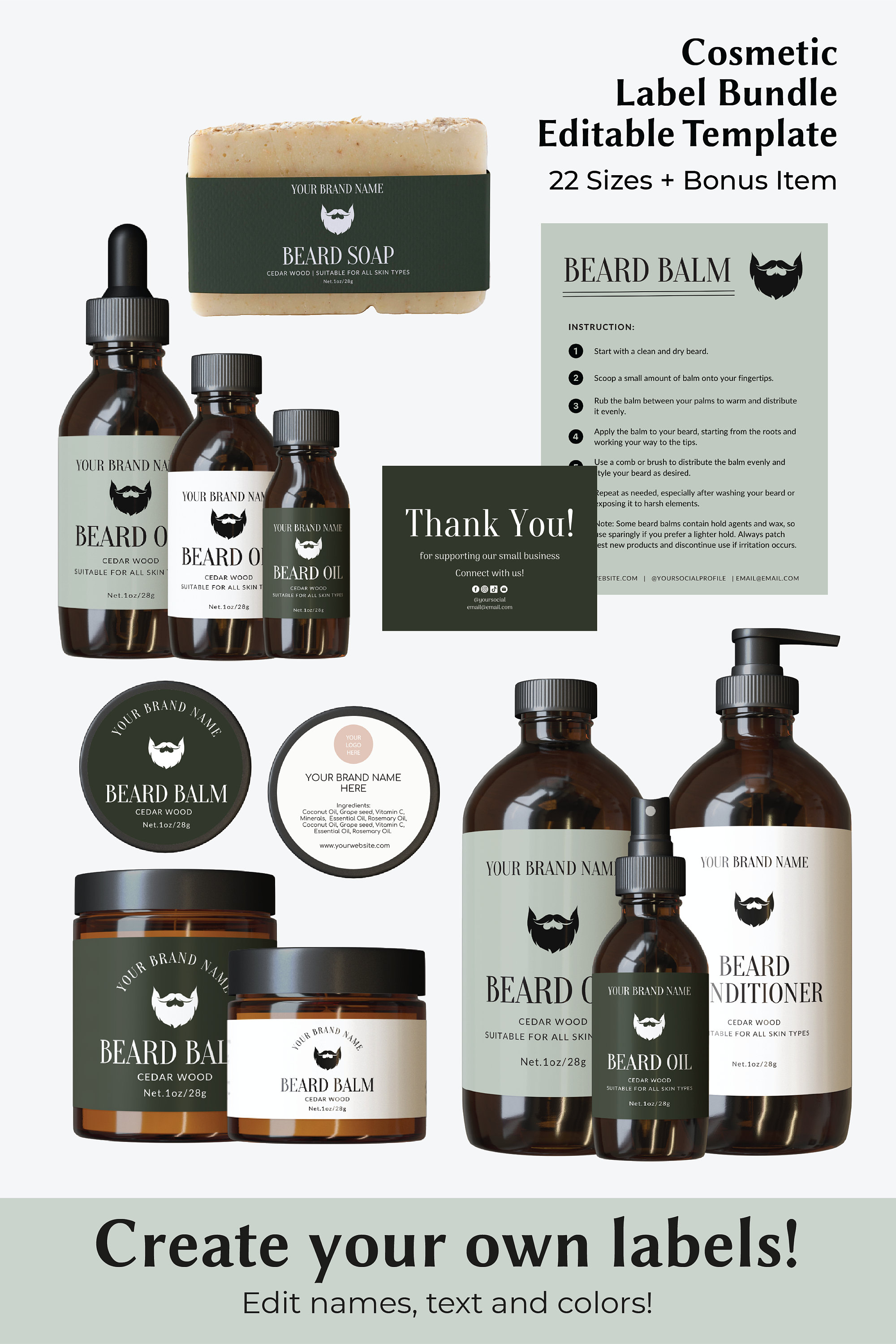 Beard Balm Label Template Beard Oil Label Template Beard Oil Etsy