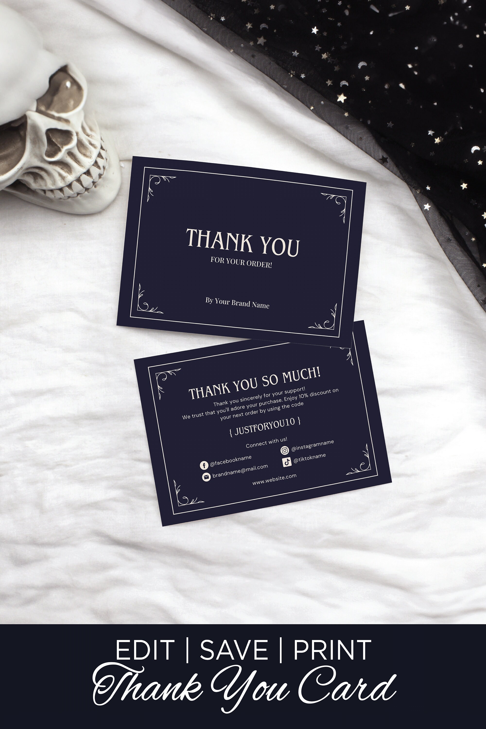 Thank You Card Template Witchy Thank You Insert Card Canva Thank You ...
