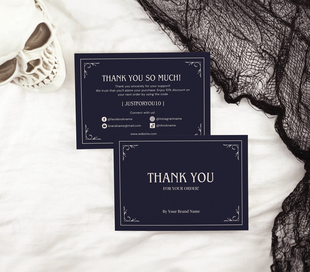 Thank You Card Template Witchy Thank You Insert Card Canva - Etsy