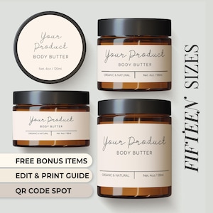 Body Butter Label Product Template Cosmetic Label Jar Label Sticker Body Scrub Label Sugar Scrub Label Skincare Label Sugar Scrub Sticker