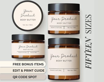 Modello di etichetta per burro corpo Etichetta per cosmetici Etichetta per barattolo Adesivo Etichetta per scrub corpo Etichetta per scrub allo zucchero Etichetta per la cura della pelle Adesivo per scrub allo zucchero