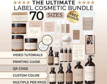 Cosmetic Label Bundle for Small Beauty Business Product Packaging Label Download Template Cosmetic Design Custom Label Handmade Package