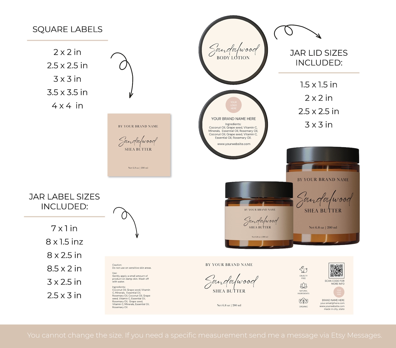 Editable Cosmetic Label Template Branding Kit DIY Cosmetic Bundle Label ...