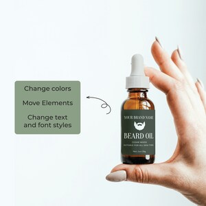 Beard Oil Bottle Label Printable Bottle Sticker Essential Oil Bottle Label 4oz