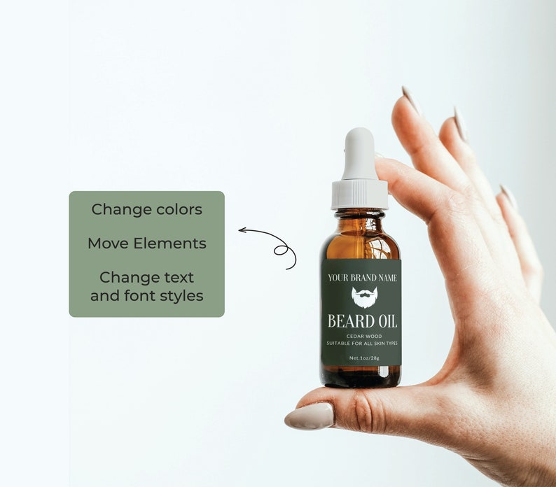 Beard Oil Bottle Label Printable Bottle Sticker Essential Oil Bottle Label 4oz