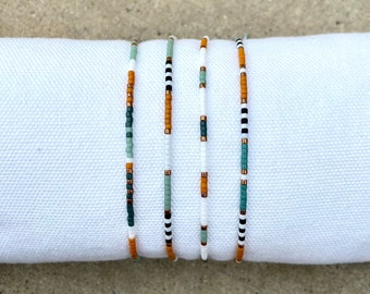 Seed bead bracelet, dainty bracelet, delica bead bracelet, boho bracelet, bead bracelet set, .adjustable string bracelet, miyuki bead 2mm