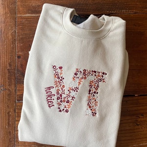 Virginia Tech/VT/Hokies Floral Embroidered Hoodie/Graduation Gift