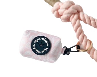 Pink Poop Bag Holder, Waste Bag Dispenser, Dog Waste Bag, Clip on waste bag dispenser with Zipper