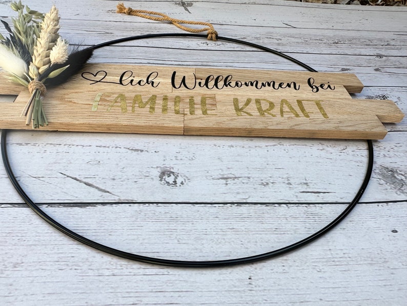 Türkranz Türschild Ring Willkommen Familie Namensschild Kranz Trockenblumen Nachname Hochzeitsgeschenk Trockenblumen Bild 6