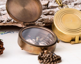 Handmade Brass Personalized Engraved Brass Compass
