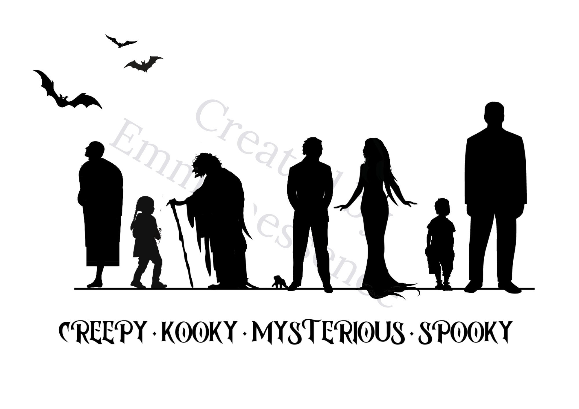 Addams Family Line Up Classic Halloween Family Addams Family - Etsy