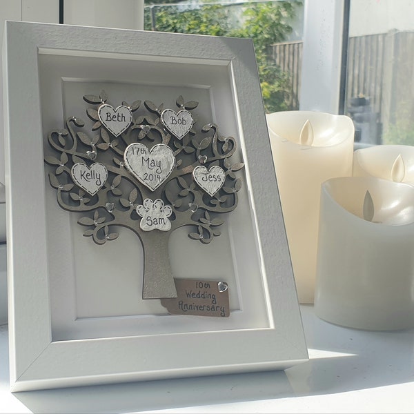 Tin Wedding Anniversary Gift - 10th Anniversary - Personalised Picture Frame