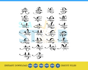 Split Monogram SVG: Regal Initial Alphabet, Cricut & Glowforge (Digital Download)