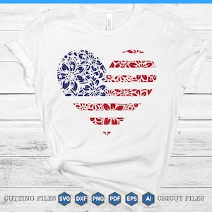 American Flag Flower Heart SVG: 4th of July USA (Digital Download)