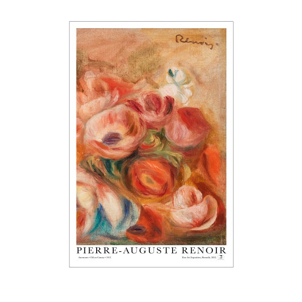 Pierre-Auguste Renoir – Anemones - Art Exhibition Style Posters - 5 files/5 sizes - Digital Download