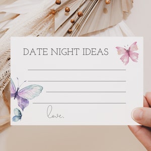 Datum Nacht Ideen Brautparty Karte, Schmetterling Brautparty, Junggesellinnenabschied Ideen, Duschaktivität, Sofortiger Download, Bearbeitbare Vorlage