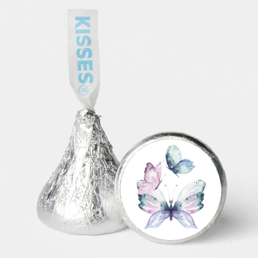 Butterfly Hershey Kiss® Sticker, Favor Tags, Candy Labels, He Gives Her