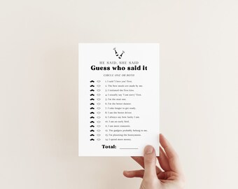 Champagne Guess Who Said It, He Said She Said Bridal Shower, Prosecco Party Game, Bride Groom Activity, Poppin Bottles, Editable Template