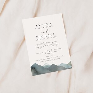 Mountain Wedding Invite, Outdoors Invitation, Simple Elegant ...
